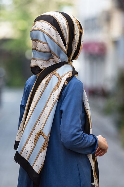 Vissona Şal de mătase proaspătă de damă Ice Blue Black