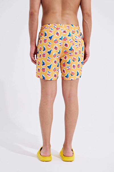 Machinist Ανδρικό κίτρινο σορτς κολύμβησης - Cute Fruits Printed