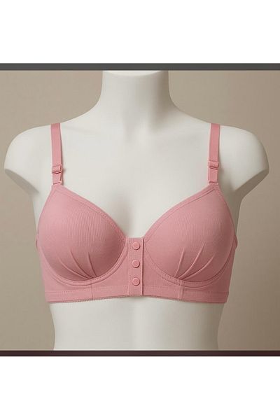 SATTENS Front Button Hollow Unbuttressed Plus Size Bra Soft Comfortable Mold Gathering Bra