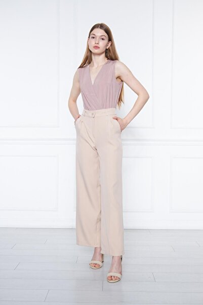 comstar Women's Beige High Waist Palazzo Pants