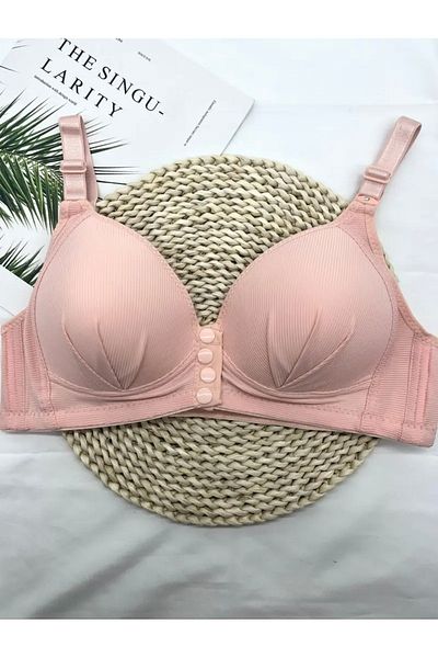 SATTENS Front Button Hollow Unbuttressed Plus Size Bra Soft Comfortable Mold Gathering Bra