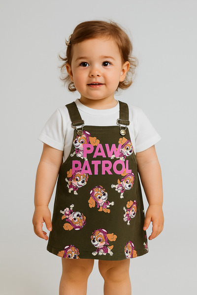 minitrends Girl's Dress - PAW PATROLL Printed Gabardine Fabric