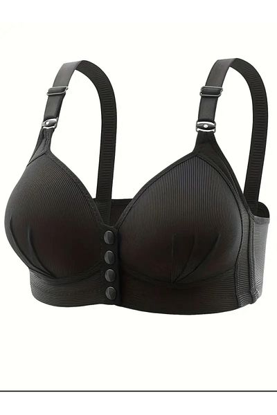 Magic Love Front Button Hollow Soft Textured Bra Without Underwire