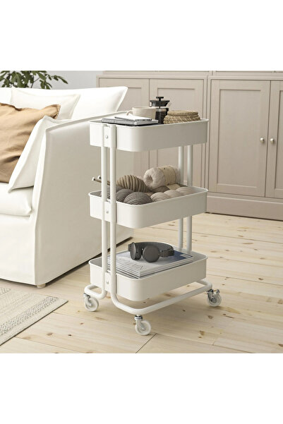 IKEA Premium Servis Arabası Beyaz Renk 35x45x77 cm