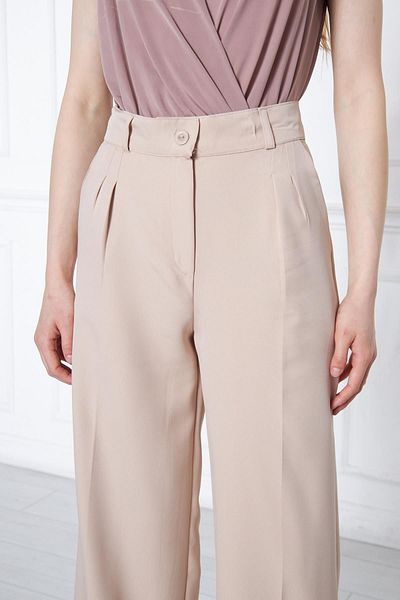 comstar Γυναικείο Παντελόνι Ψηλόμεσο Basic Pocket Cream Palazzo