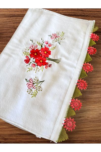 Dantelux Needle Embroidered Handcrafted Velvet 50 X90 cm Hand Towel Dowry Towel