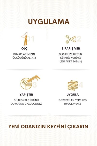 Home Ledli Kartonpiyer, 10lu Paket 24m Polimer Dayanıklı Boyanabilir Tavan Duvar Aydınlatma, Adeti 240cm