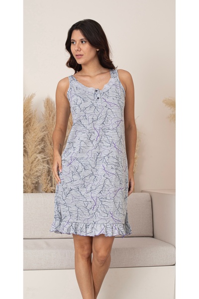 Fenne Women's Branch Pattern Sleeveless Button Cotton Dress