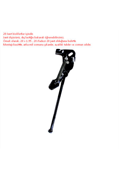 Cin Bisiklet Park Ayağı - 20 Jant , Arka Milden, Siyah, Demir, Yan Ayaklık