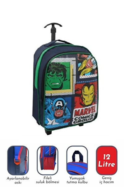 İstisna Avengers Lisanslı Erkek Ilkokul Çekçek Tekerlekli Su Geçirmez Sırt Çantası