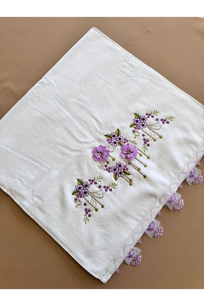 TUTUYA TEXTIL Handcrafted Needlepoint Embroidered Lace Dowry 50X90Cm Hand Face Towel