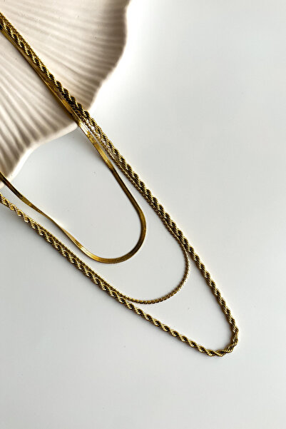 Radino Collection 3lü Karışık Zincirli Çelik Kolye