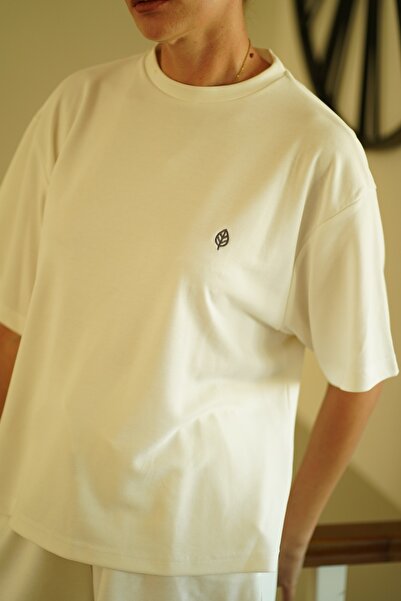 SOFT EKRU KADIN OVERSIZE T-SHIRT