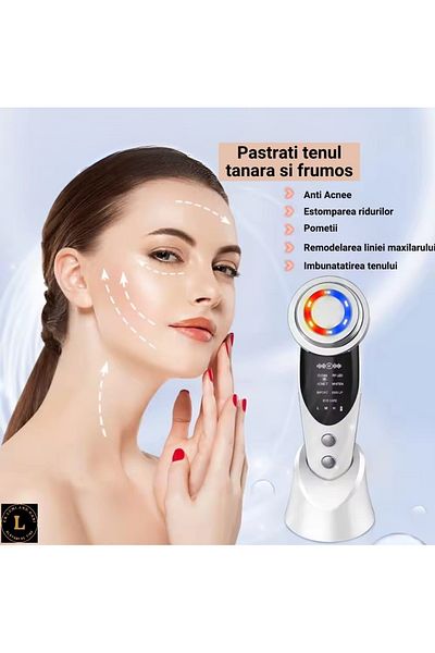 L CR.LUMI.AND.GABI ALĂTURI DE TINE Aparat Masaj Facial 7 in 1: Curatare, Lifting, Anti-Acnee, Albire, Ingrijire Ochi - Tehnologie EMS,