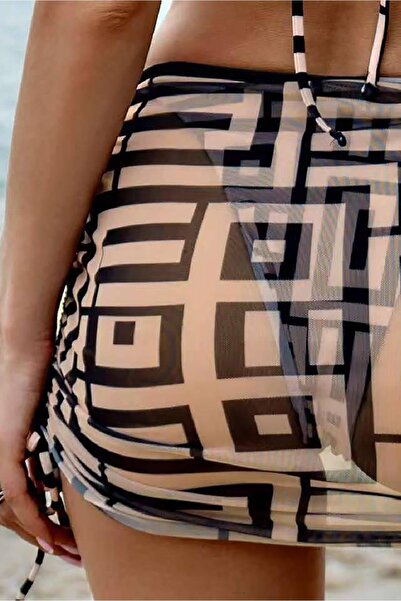 Bikini Mayokini Dünyası Wanda Üçlü Bikini Set - Bej-Siyah