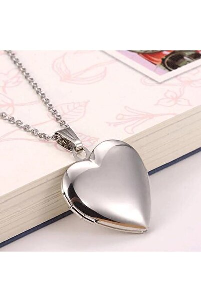 İYİ MODA Antik Gümüş Kaplama El Yapımı Fotoğraflı Içi Açılır, Kalp Biçimli, K...