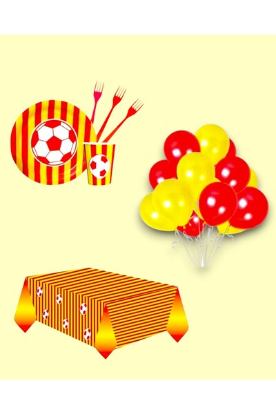 Evabrite Комплект за 24 души с ветрилообразен жълто-червен мотив Medib - Комп...