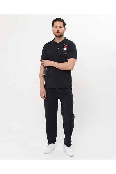 LadyMina Pijama Ανδρικό κοστούμι πιτζάμα με κοντό μανίκι Navy Blue