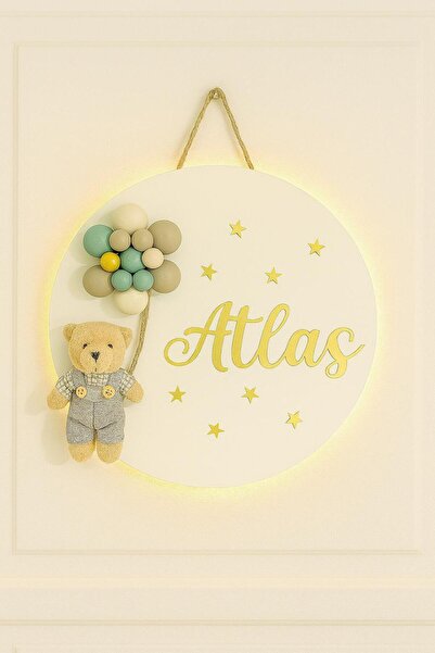 Bonika Bubble Ayıcıklı Ledli Bebek Kapı Süsü - Hastane Bebek Kapı Süsü