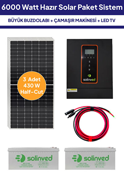 NASAENERJİ 6 Kw 6000 Watt Güneş Enerjisi Hazır Solar Paket Sistem - Half Cut Güneş Panelli