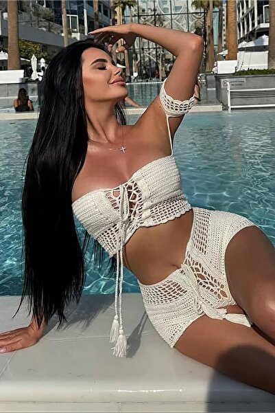 Bikini Mayokini Dünyası Σετ Παραλίας Κροκέτα Διπλό - Λευκό