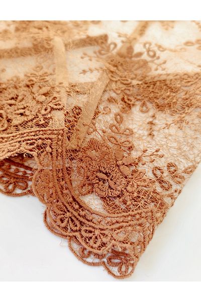 Handmade Betty Bands Brown Lace Tie-Up Scarf Hat – Elegant Women's Hair Accessory Bandana