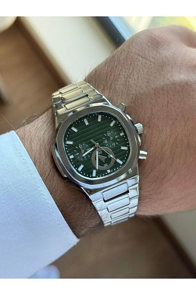 RoseandRoses Lustrie Original Model Men's Watch Silver (Green Dial)