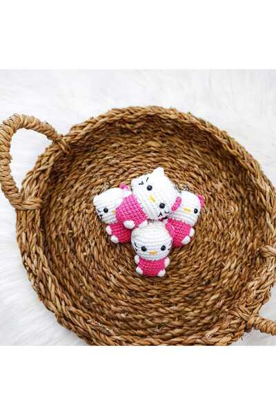 AMİGURUMİ ÖRGÜ HELLO KITTY ANAHTARLIK ÇANTA SÜSÜ