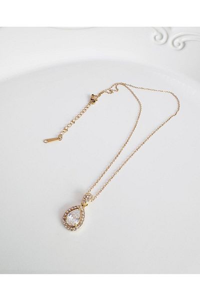 DEVİ fashion Steel Drop Pendant Necklace 40 cm