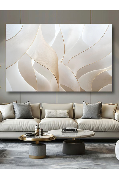 ESLEM BEYAZ KREM MODERN KANVAS TABLO