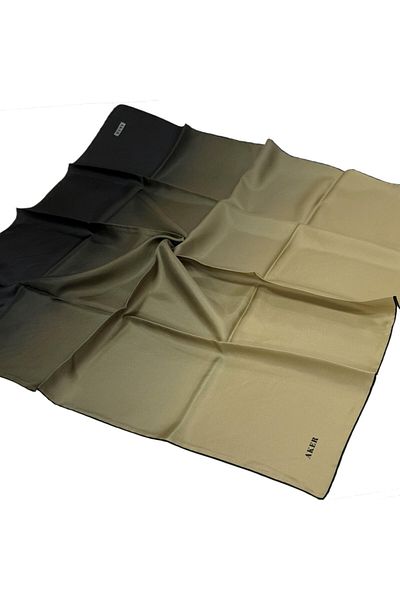 Aker Eșarfă de mătase - 7656713-932 Twill negru auriu - Gradient