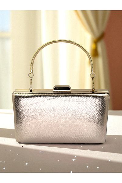 Biçanta Rosegold Color Snake Pattern Shiny Leather Women Evening Dress Bag Wedding Engagement Graduation