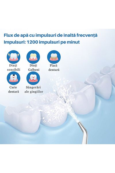 AdriMar Professional Oral Irrigator for Mouthwash, Deep Cleaning, with 6 Nozzles, 5 Cleaning Modes