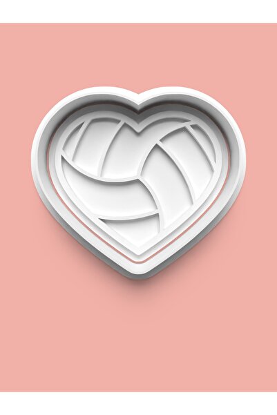 AKTASTORE قالب بسكويت كرة الطائرة على شكل قلب وكرة الطائرة وقالب عجينة السكر