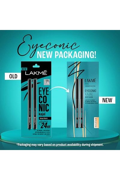 LAKMÉ Eyeconic Black Kajal, Matte Kohl Liner in a Twist Up Pencil - Waterproof, Smudge Proof & Long