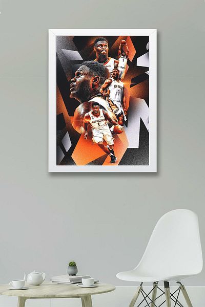 Saturn Zion Williamson Framed Painting - Basketball Nba Poster Painting