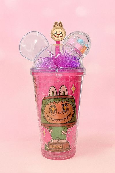MRShopping Mr Labubu Designed 500 ml Colorful Cold Drink Cup – Sparkling & Straw Lid