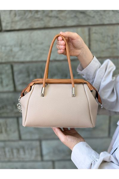 DEV 3 ADAM Nçs Mink Tan Soft Leather Textured Stylish and Useful Women's Hand & Shoulder Bag (24X17Cm)