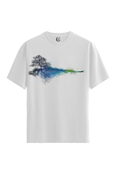 Color Luxe Women/Unisex White 100% Cotton Relaxed Fit Crew Neck Gravity Custo...
