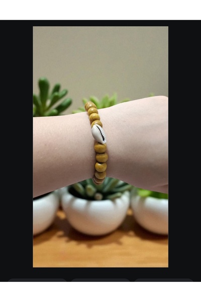 Birtakı'm Şeyler Authentic Sea Shell Detailed Wooden Bracelet