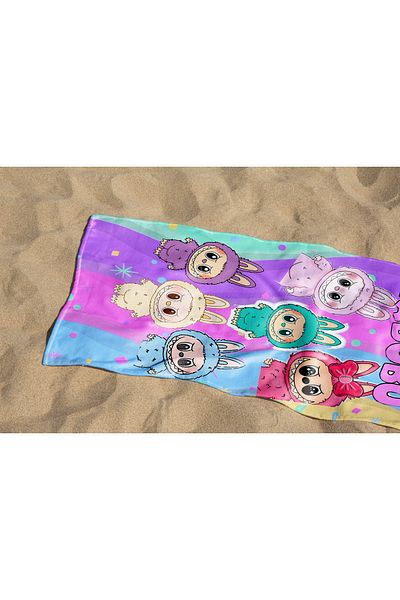 Erays Home Labubu Patterned Printed Beach Towel Children's Beach Towel Sea Towel