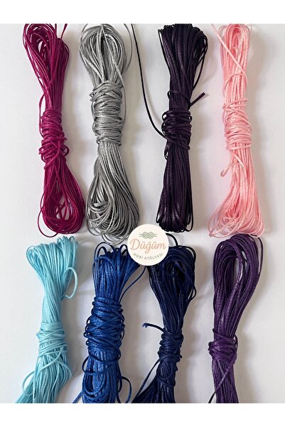 Düğüm Hobi Atölyesi 8 Renk Mumlu Ip Seti | 5 Metre X 8 Adet (TOPLAM 40 M) | B...