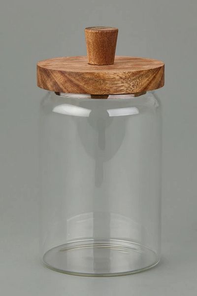 Meturas Glass Jar with Acacia Lid 700 Ml, Leakproof Silicone, Suitable for Storing Dry Food and Spices