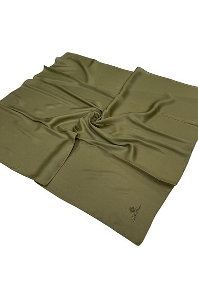 Silk Home Plain Shiny Scarf - Army Green