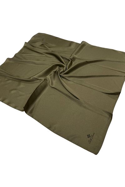 Silk Home Plain Shiny Scarf - Khaki