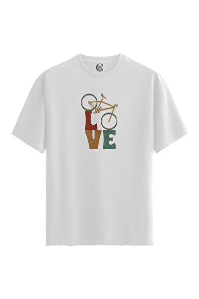 Color Luxe Women/Unisex White 100% Cotton Relaxed Fit Crew Neck Love Cycle Sp...