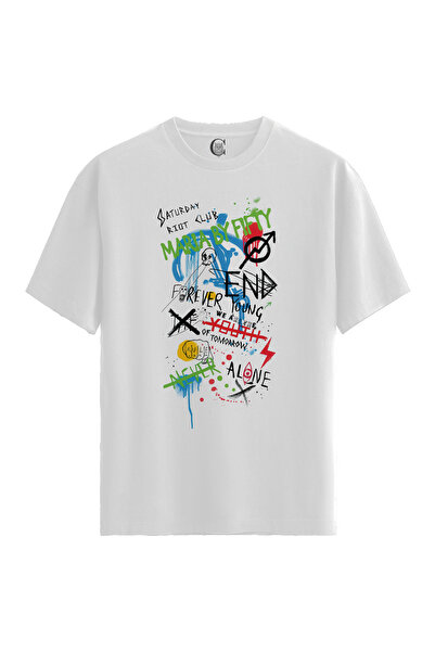 Color Luxe Men/Unisex White 100% Cotton Relaxed Fit Crew Neck Glare Custom Pr...