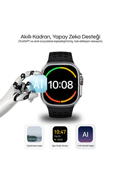 teknowirelessshop Watch HK28 Ultra -Amoled Ekran 2 kordon -47mm