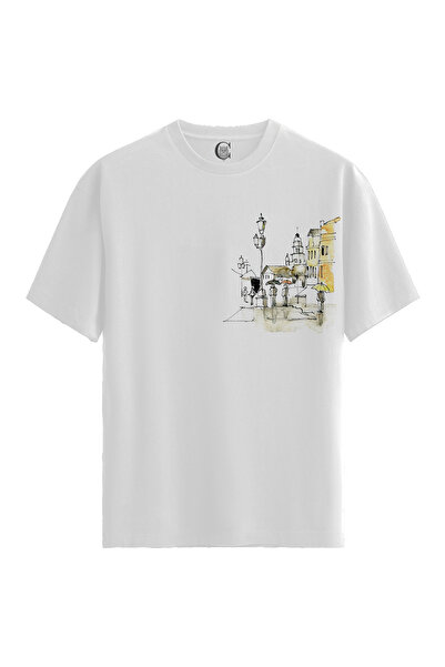 Color Luxe Women'S/Unisex White 100% Cotton Relaxed Fit Crew Neck Fade Custom...