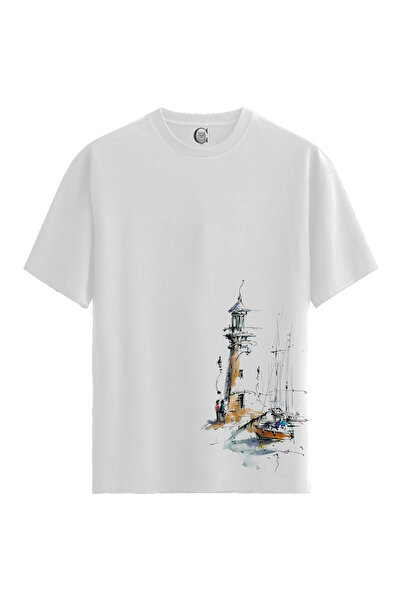 Color Luxe Women/Unisex White 100% Cotton Relaxed Fit Crew Neck Drift Custom ...